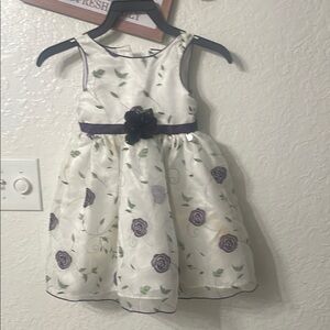 Floral White and Purple Kids Dress